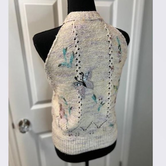 Gardenia Butterfly Button-Up Sweater Vest from Anthropologie - Size Medium - NWT - Picture 7 of 9